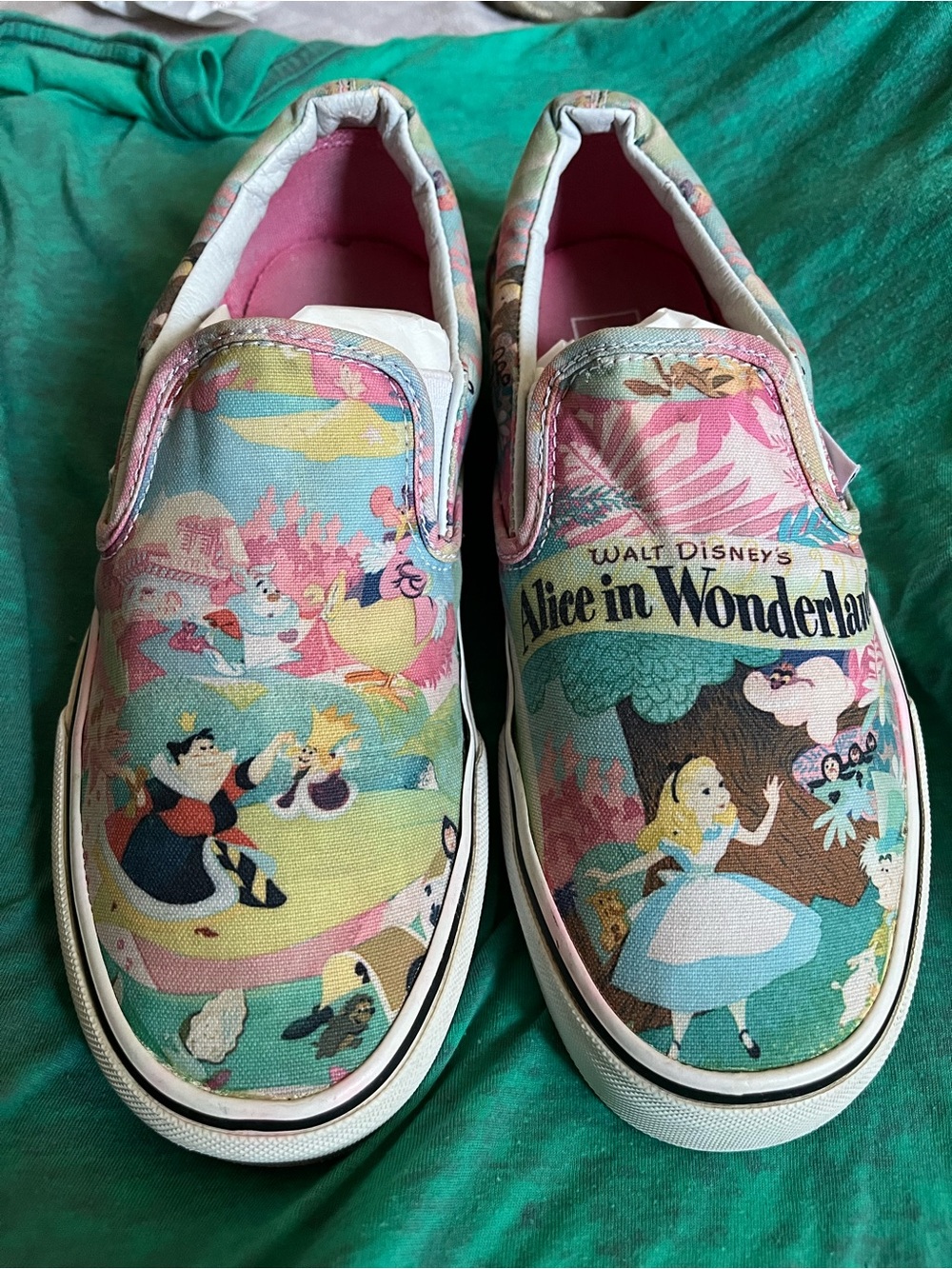 Disney Alice in Wonderland Slip-On Sneakers - Pink & Aqua woman’s. Not kids.